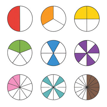 Fraction Circles Chart Set for Math Education and Data Visualization