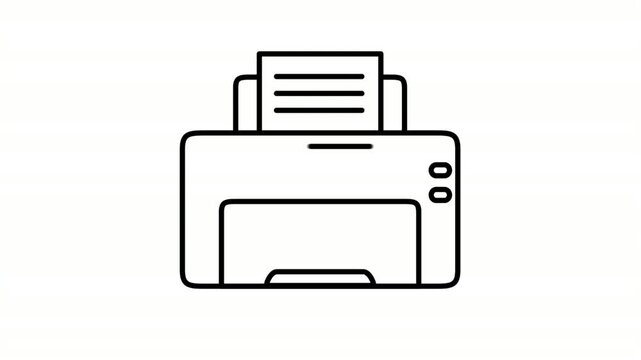 Printer animated icon featuring document output printing device lines
