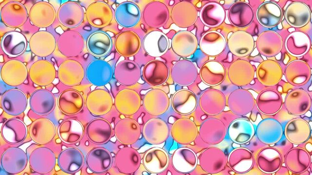 Anime Themed Colorful Fluid Circles and Bubbles Abstract Motion Background