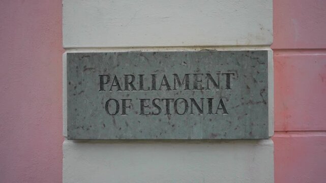 Estonian Parliament official state sign in Tallinn.