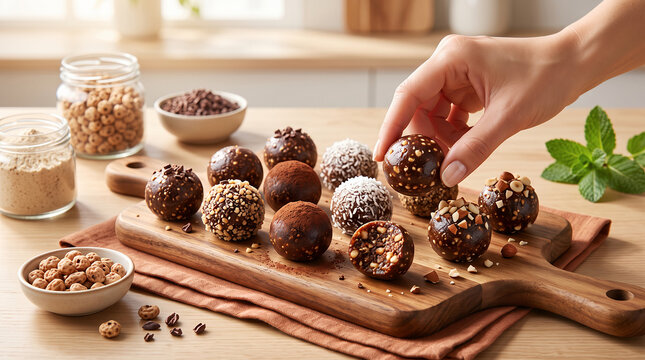 Tiger Nut and Cacao Energy Bites &ndash; No-Bake Snack with Dates, Coconut and Nuts
