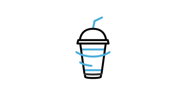 Animated juice drink bottles icon. Beverage fruit with straw animation for healthy, sweet, cold, fresh, summer and tropical drink motion graphics video with alpha channel