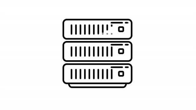 Server animated icon featuring networked cloud storage rack lines