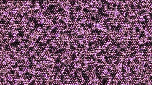 Bright purple wireframe mesh pulses with intense energy, reflecting high stress levels, sensory overload, and frantic neural brain activity