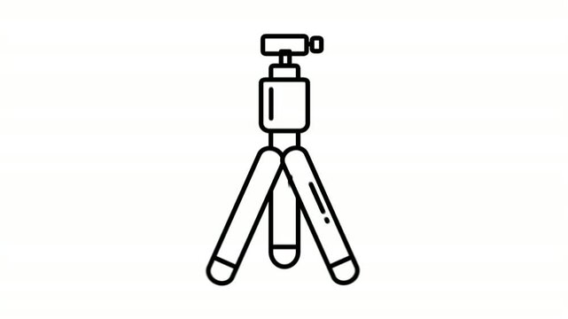 Tripod animated icon showing camera mount support equipment outline