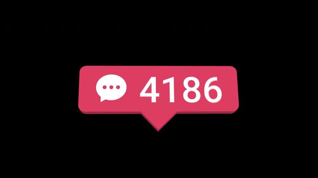 Perspective Message Notification Counter Animation Increasing from 0 to 5000 with Alpha Background