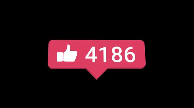 Perspective Thumb Notification Counter Animation Increasing from 0 to 5000 with Alpha Background