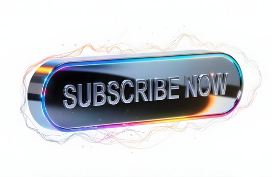 Modern glossy subscribe now button shape.
