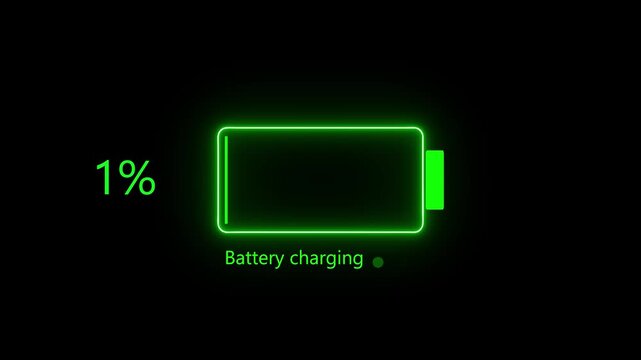 Electric device charging indicates the progress of fast charge. The smartphone or electric tools battery indicator shows an increasing charging battery to fill up to 100%