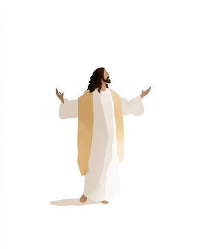 Jesus standing with open arms in blessing