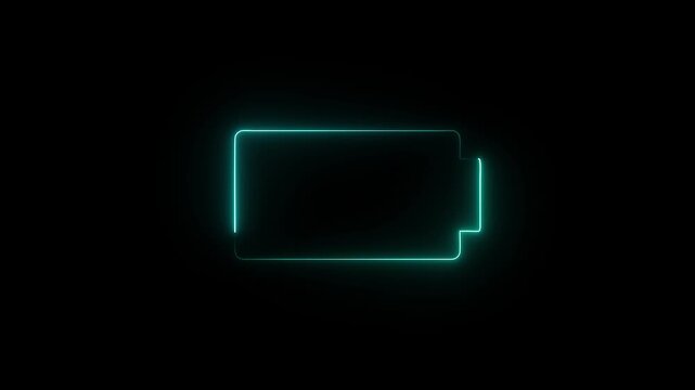 Glowing neon line Battery icon animated, glowing battery icon with Lightning bolt symbol. 4K video  