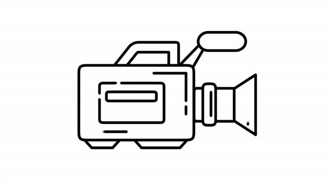 Camcorder animated icon showing professional video camera equipment outline