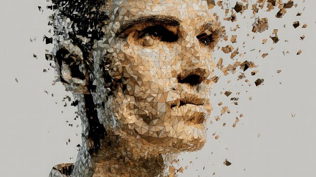 Fragmented face digital art portrait