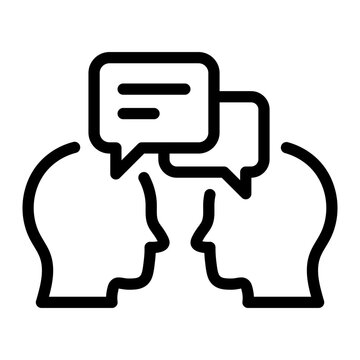 Two heads talking with speech high quality creative design icon line style