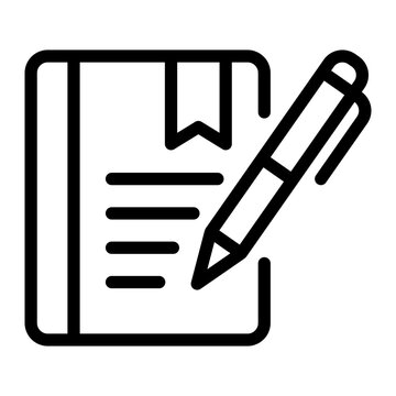 Notebook with bookmark and pen high quality creative design icon line style