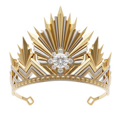 Luxury gold and silver sunburst tiara with central diamond © shuphanida