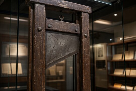 Wooden Guillotine Frame Display Case Museum Interior