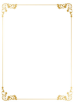 Vintage frame with fine lines, decorative patterns, and a gold finish.