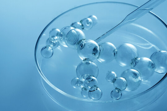 Chemical structure modeling on petri dish in laboratory