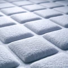 Naklejka premium Soft White Quilted Textile with Raised Square Cushion Pattern