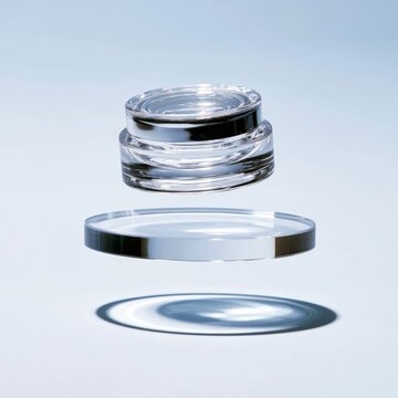 Exploded Transparent Glass Discs and Rings in Minimal Technical Composition