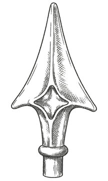 Forged Spearhead Finial Stipple Vector Ornament