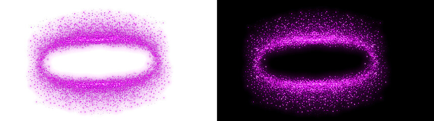 Pink glitter particle ring effect with sparkling oval border for PNG, Transparent and Black Background Versions use © Crafter