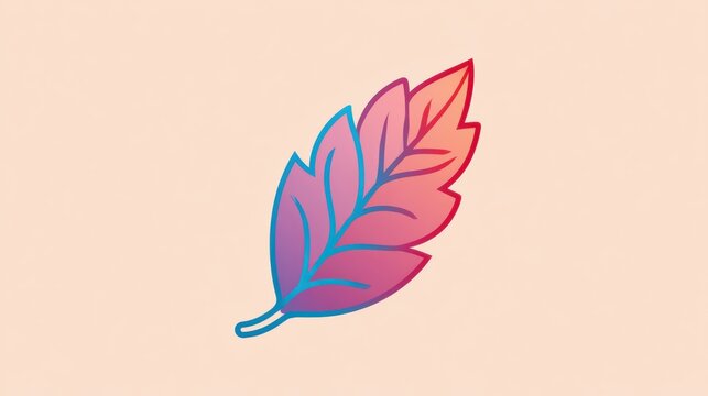 A minimalist design showcases a single leaf drawn with a continuous gradient line, centered on a light background, providing space for text.