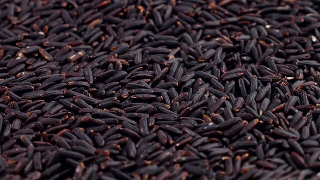Black or Purple Rice or Riceberry texture circle rotation close up