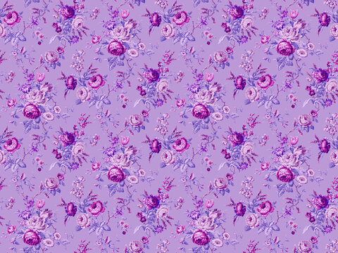 seamless pattern with pink flowers