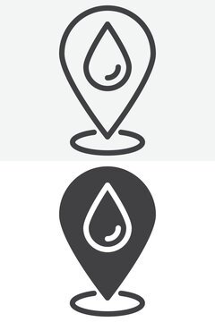 Water drop location pin icon for water point mapping
