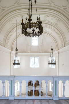chandeliers in chapel