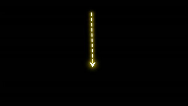 Neon arrow animated icon showing glowing yellow downward pointing direction indicator