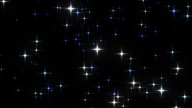 White sparkle stars animation, sparkling stars shine animation, sparkle stars on black background Christmas holiday, magic dust glow sparkle effect, fairy dust transition seamless loop.4k video