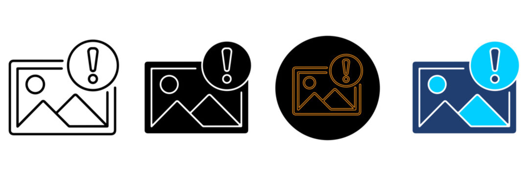 Four variations of an image error icon