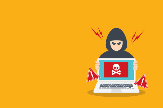 Malware Virus Attack Warning on Laptop Computer