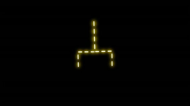 Neon arrow animated glowing yellow split path line