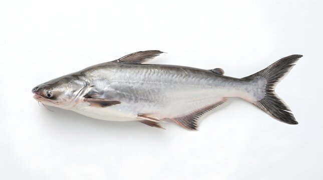 Pangasius fish on a white background