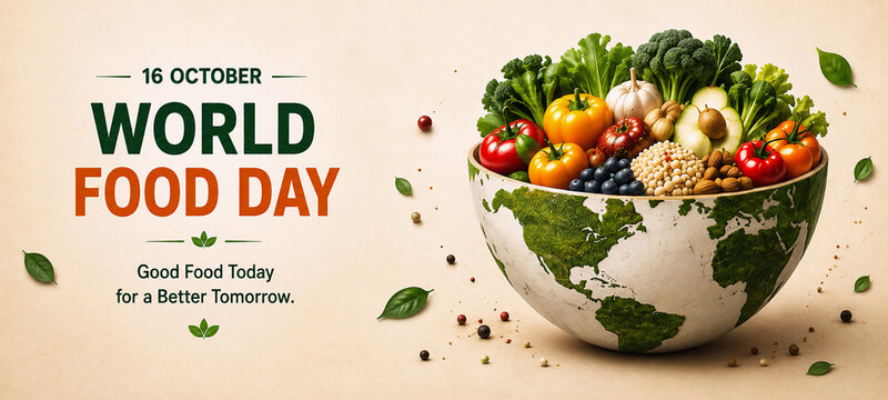World Food Day celebration with globe bowl of vegetables