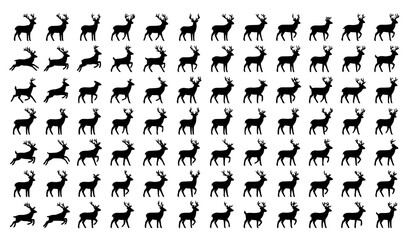 Obraz premium Minimal Running Deer Silhouette Vector Collection for Wildlife Logo Design