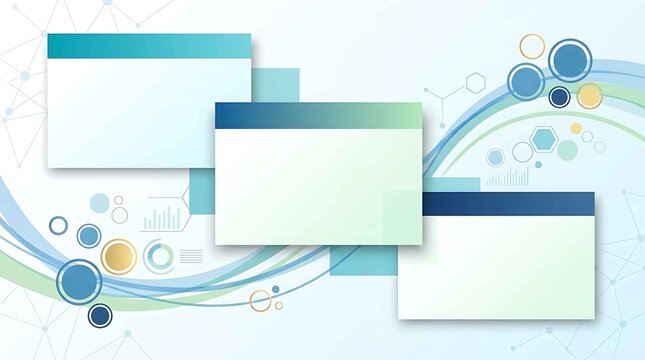 Abstract Technology Background with Overlapping Panels, Data Visualization Elements and Network Connections - Modern Digital Concept