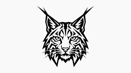 Obraz premium Wildcat lynx face stylized black ink illustration.