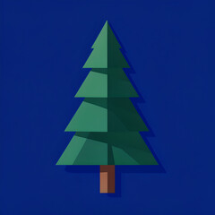 Fototapeta premium Stylized Flat Design Evergreen Pine Tree on Blue Background