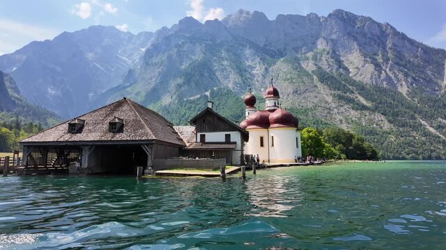 Historic Saint Bartholomew Church Beside Austrian Alpine Lake

Historic Saint Bartholomew church beside alpine lake surrounded by towering mountains, Austria, 11 August 2026.

