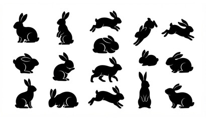 Obraz premium Untitled design - 3Collection of Easter Bunny Silhouettes in Various Poses