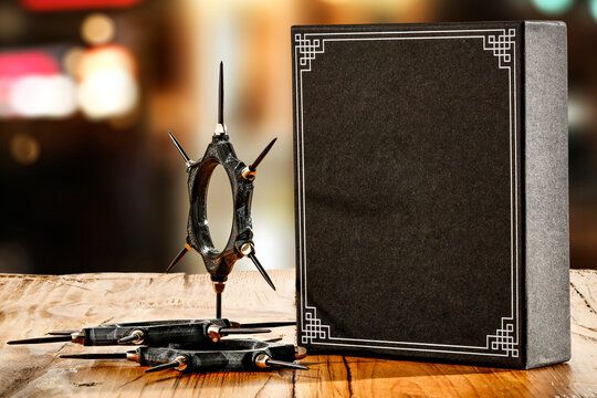 Darts game close-up with copy space &ndash; entertainment and leisure concept.