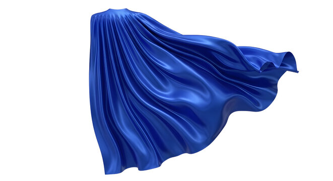 A flowing blue silk fabric cloth with soft waves and elegant folds