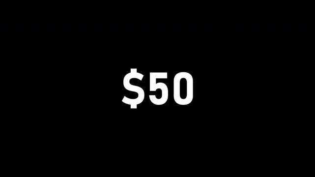 A dynamic financial growth animation showing the dollar value increasing from 0 to 100 dollars.