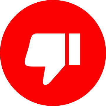 White Thumbs Down Dislike Symbol Inside Red Circle PNG Isolated on Transparent Background for Negative Feedback and Social Media Reaction