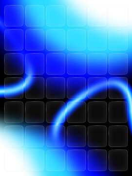 Blue neon light trails over dark grid background with abstract background technology futuristic structure contrast